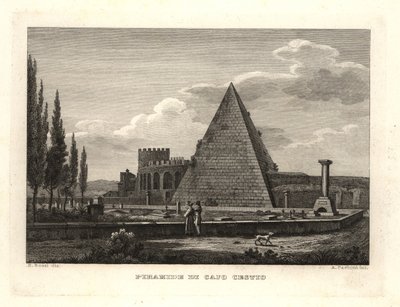 Uitzicht op de Piramide van Cestius, Rome, gebouwd voor Gaius Cestius door Unbekannt