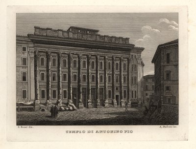 Uitzicht op de Tempel van Antoninus en Faustina, Tempio di Antonino Pio, Rome door Unbekannt