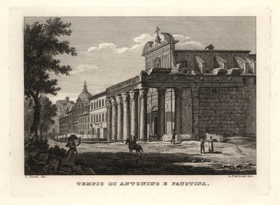 Uitzicht op de Tempel van Antoninus en Faustina, Rome door Unbekannt