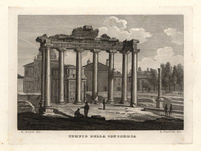 Uitzicht op de Tempel van Concordia, Rome door Unbekannt