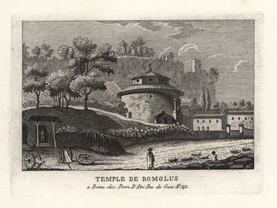 Uitzicht op de Tempel van Romulus, de basiliek van Santi Cosma e Damiano, Forum, Rome door Unbekannt