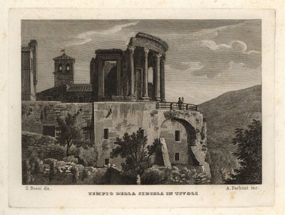 Uitzicht op de Tempel van Sybil in Tivoli, Tempio della Sibilla in Tivoli door Unbekannt