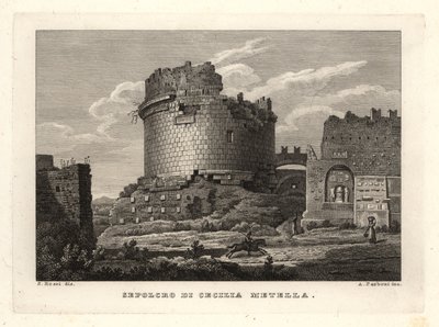 Uitzicht op het Graf van Caecilia Metella, Sepolcro di Cecilia Metella, Rome door Unbekannt