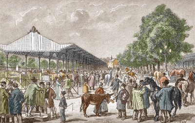 Uitzicht op de paardenmarkt in het 5e arrondissement van Parijs door Unbekannter Künstler