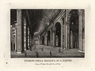 Uitzicht op het interieur van de Sint-Pietersbasiliek, Basilica Sancti Petri, Rome door Unbekannt