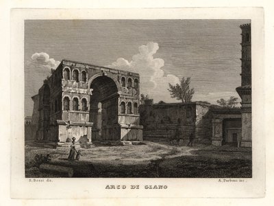 Uitzicht op de ruïnes van de Boog van Janus, Arco di Giano, Rome door Unbekannt