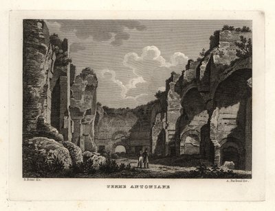 Zicht op de ruïnes van de Thermen van Caracalla, Rome door Unbekannt