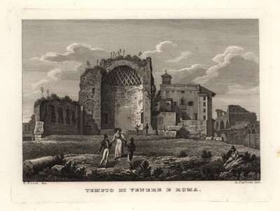 Zicht op de ruïnes van de Tempel van Venus en Roma, Rome door Unbekannt