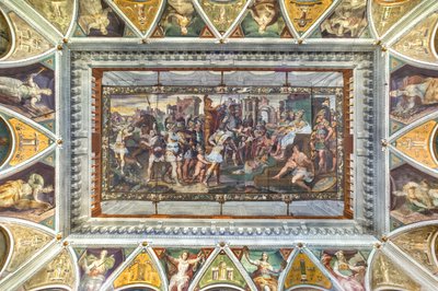 Zicht op het gewelf van de Kamer van Ulysses, Palazzo della Prefettura, Bergamo, Italië door Unbekannter Künstler