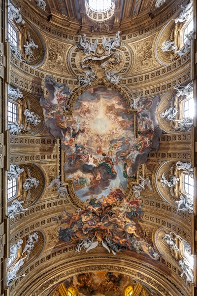 Zicht op het gewelf van het schip met "De Triomf in de Naam van Jezus", Kerk van de Gesù, Rome, Italië door Unbekannter Künstler