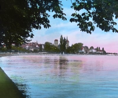 Uitzicht op de stad Arbon vanaf het Bodenmeer door Unbekannter Künstler