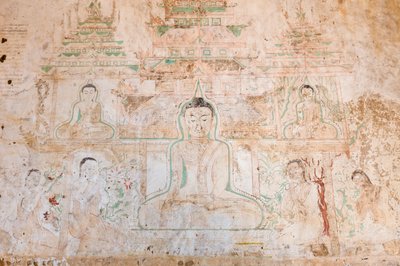 Muurschildering, Sulamani Pahto, Bagan door Unbekannter Künstler