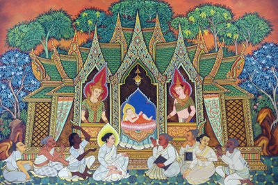 Wat Ananda Metyarama Thaise boeddhistische tempel. Geboorte van Siddhartha Gautama (algemeen bekend als Boeddha), 20160818, Singapore, Singapore door Unbekannt