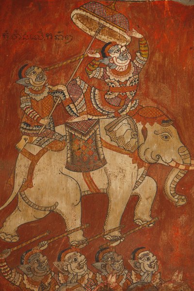 Wat Bo, Siem Reap, Muurschildering van de Ramayana, Siem Reap, Cambodja door Unbekannt