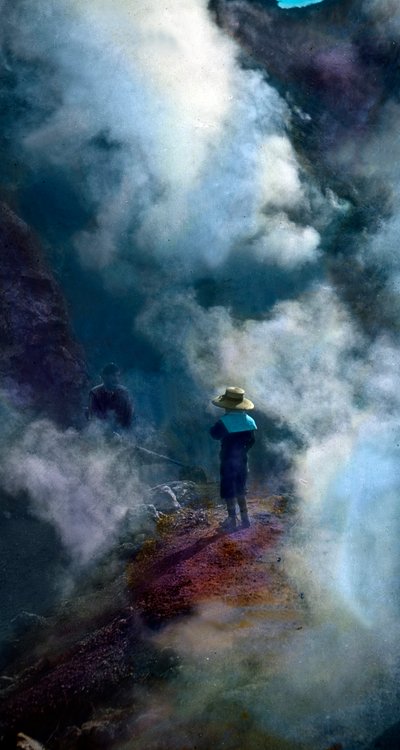 Waterdamp bij de caldera van de Vesuvius door Unbekannter Künstler
