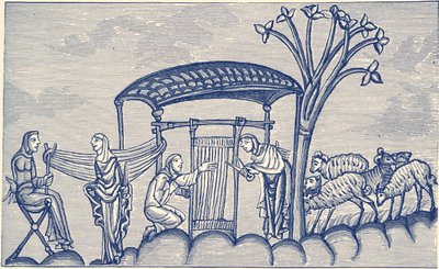 Vrouw aan het weven, A.D 1130 - 1174 door Unbekannter Künstler