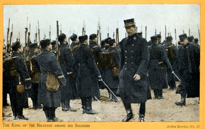 Eerste Wereldoorlog: Albert I van België met zijn troepen (ansichtkaart) door Unbekannter Künstler