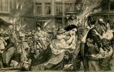 Eerste Wereldoorlog: Vernietiging van Leuven door de Duitsers door Unbekannter Künstler