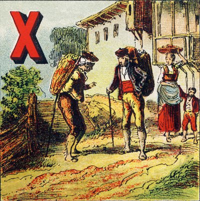 X - Xeres. Stad in Spanje beroemd om zijn wijn - Gravure uit Alphabet geographique, Guerin-Muller et Cie, Parijs door Unbekannt