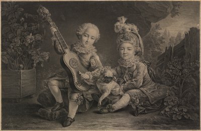 Jonge kinderen spelen, Parijs, ca.1775 door Unbekannter Künstler