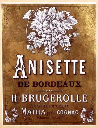 Flesetiket van Anisette de Bordeaux, eind 19e eeuw door Unbekannter Künstler