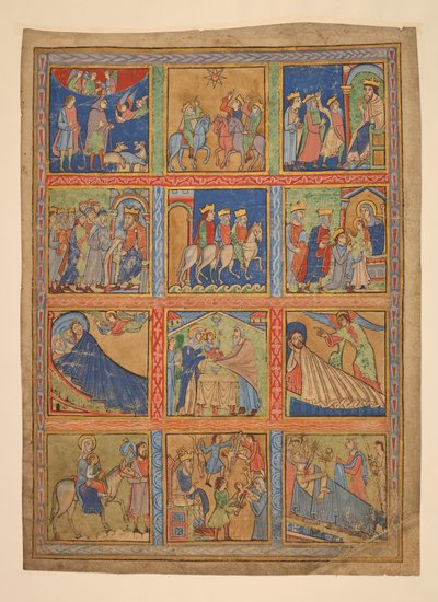 f. 1: Een serie van 24 miniaturen uit het Leven van Christus; Zeven uitsnijdingen uit verluchte manuscripten. 12e eeuw-15e eeuw door Unbekannter Künstler