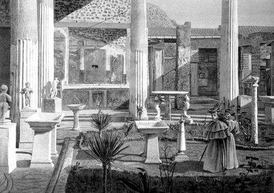Toeristen bezoeken de ruïnes van Pompeii door Unbekannter Künstler