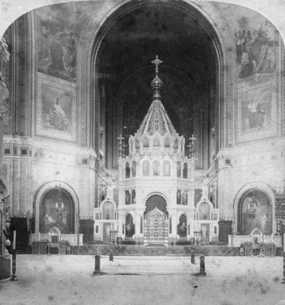 Altaar, Kathedraal van Christus de Verlosser, Moskou, Rusland door Underwood and Underwood