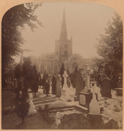 Kerk in Stratford-on-Avon, Engeland - waar de stoffelijke resten van Shakespeare liggen, 1900 door Underwood and Underwood