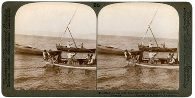 Vissers op het Meer van Galilea, Palestina, 1900 door Underwood and Underwood