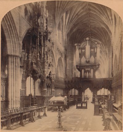 Interieur van de kathedraal van Exeter, Engeland door Underwood and Underwood