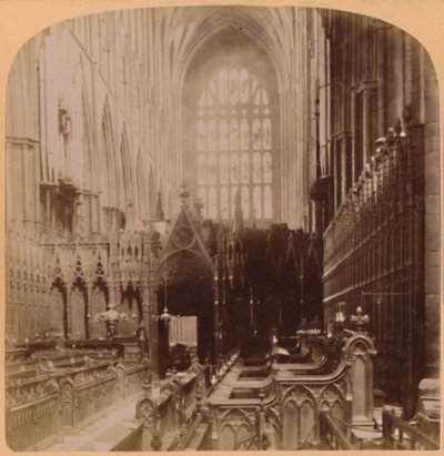 Interieur van Westminster Abbey, Londen, Engeland, 1896 door Underwood and Underwood