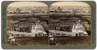 Jeruzalem, gezien vanaf de Olijfberg, Palestina, 1901 door Underwood and Underwood