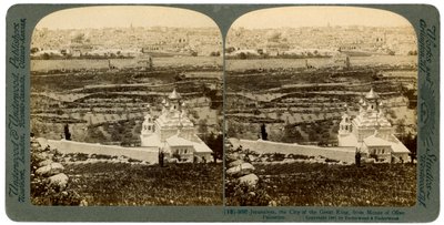 Jeruzalem, gezien vanaf de Olijfberg, Palestina door Underwood and Underwood