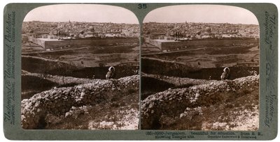Jeruzalem, Gezien vanuit het Zuidoosten, met Uitzicht op de Tempel, Palestina door Underwood and Underwood