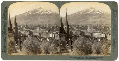 Luzern en de Pilatusberg, Zwitserland, 1903 door Underwood and Underwood