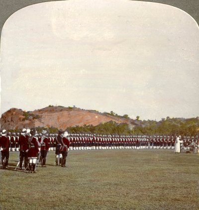 Ontvangst van de kleuren binnen het plein, India, 1900s door Underwood and Underwood