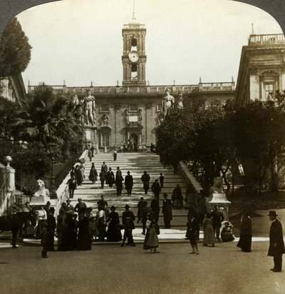 Senaatspaleis, Piazza del Campidoglio, Capitoolheuvel, Rome, Italië door Underwood and Underwood