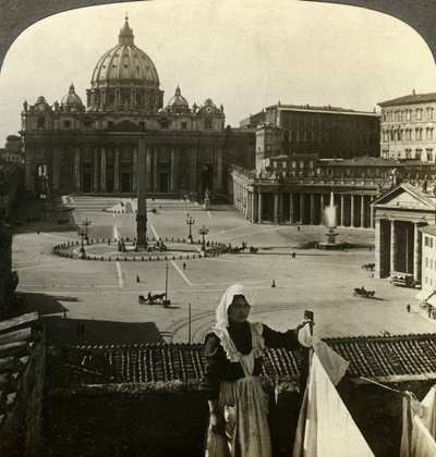 Sint-Pietersplein en Basiliek en het Vaticaan, Rome, Italië door Underwood and Underwood