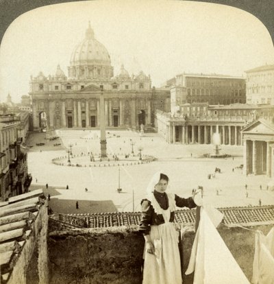 Sint-Pietersplein en Basiliek en het Vaticaan, Rome, Italië door Underwood and Underwood