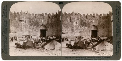 De Damascuspoort, de noordelijke ingang van Jeruzalem, Palestina, 1896 door Underwood and Underwood