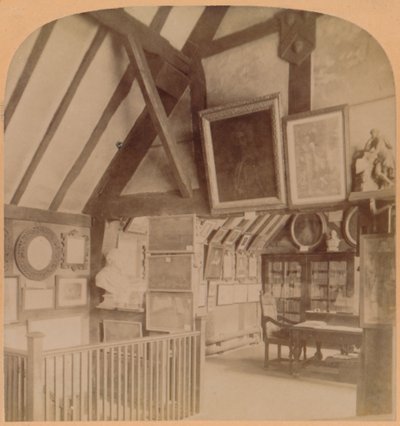 De Bibliotheek in Shakespeares Huis, Stratford-on-Avon, Engeland door Underwood and Underwood