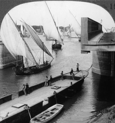 De grote Nijlbrug, Caïro, Egypte, 1905 door Underwood and Underwood