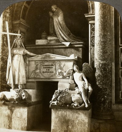 Graf van paus Clemens XIII, Sint-Pietersbasiliek, Rome, Italië door Underwood and Underwood
