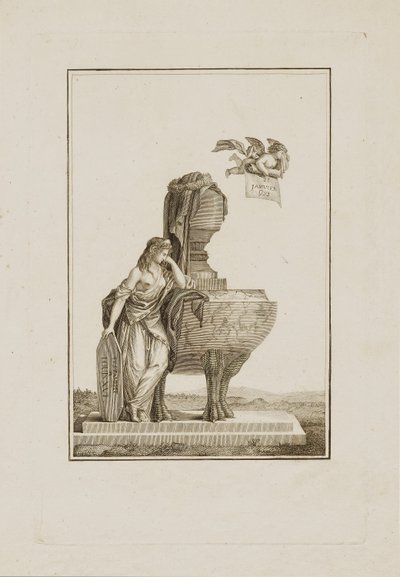 Mythologische figuur rouwend over het graf van Louis XVI door Unidentified