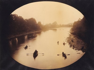[Zicht op Gervanda, stroomafwaarts kijkend vanaf de brug]. door Unidentified
