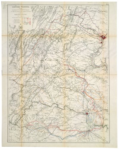 Centraal Virginia: toont de campagne van luitenant-generaal U.S. Grant en de marsen van de legers onder zijn bevel in 1864-5 door United States. War Dept. Engineer Bureau Bowen and Co.