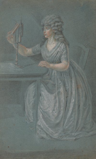 Zittende vrouw met een fysiognotrace door Unknown
