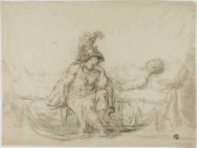 Achilles Rouwt om Patroclus door Unknown