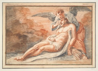 Engel troost de afgezette Christus door Unknown